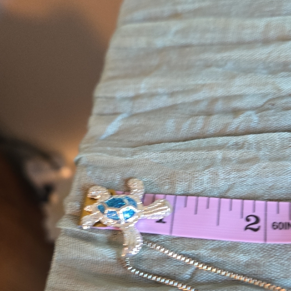 Silver and Blue Turtle Necklace - Picture 3 of 5